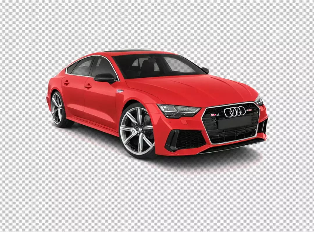 Sleek Red Audi RS7 Sportback Luxury Sedan Isolated on White