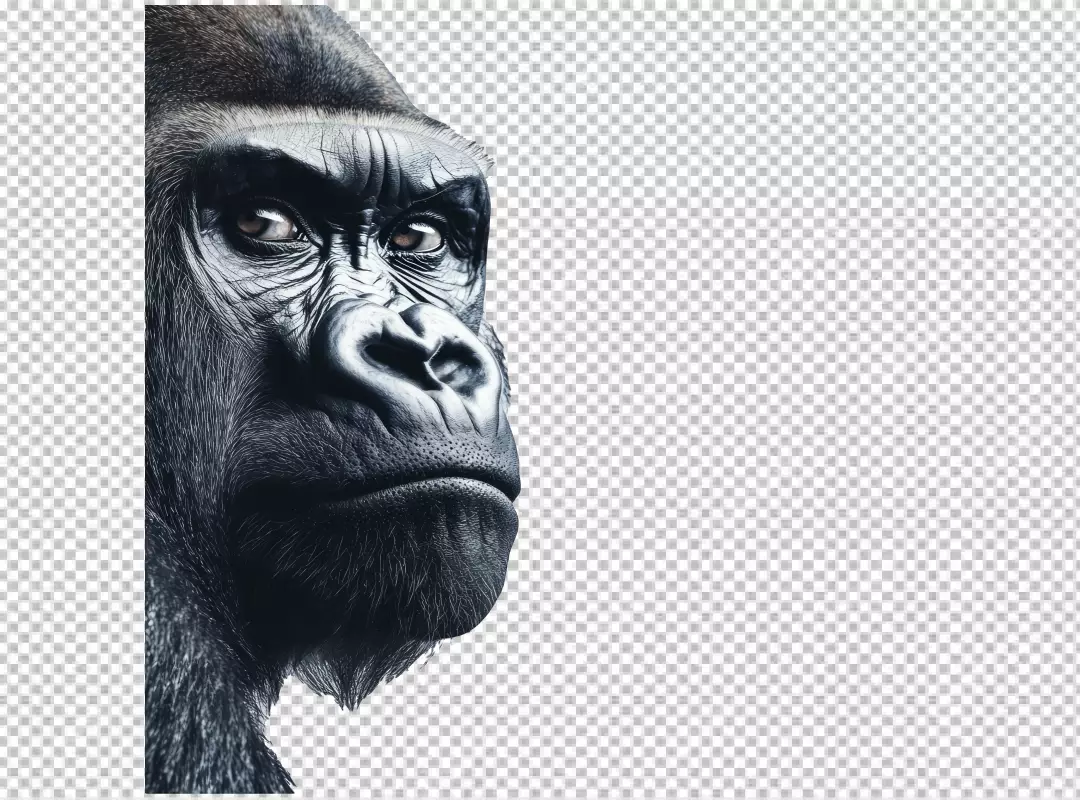 Powerful Silverback Gorilla Face Intense Gaze Wildlife Photography HD PNG