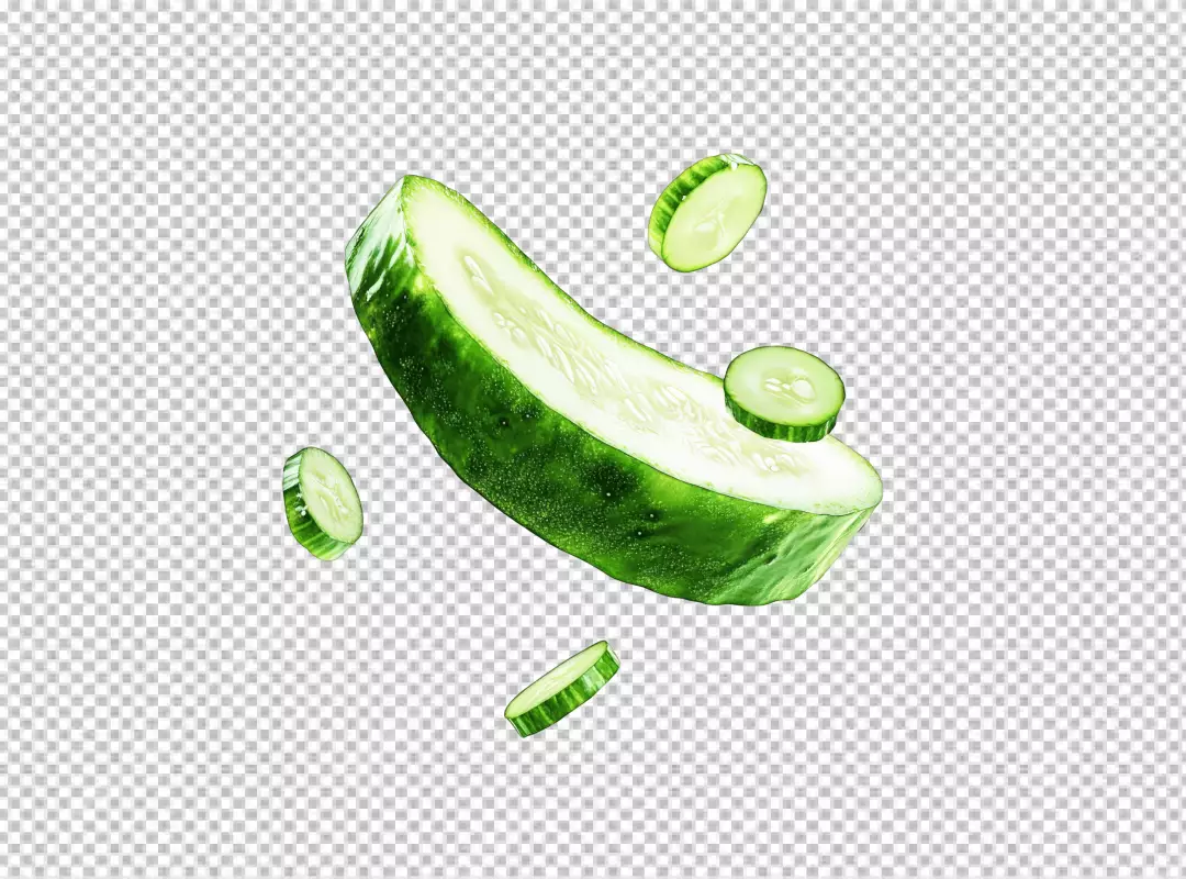 Fresh Green Cucumber Slices PNG for Healthy Salads and Culinary Designs