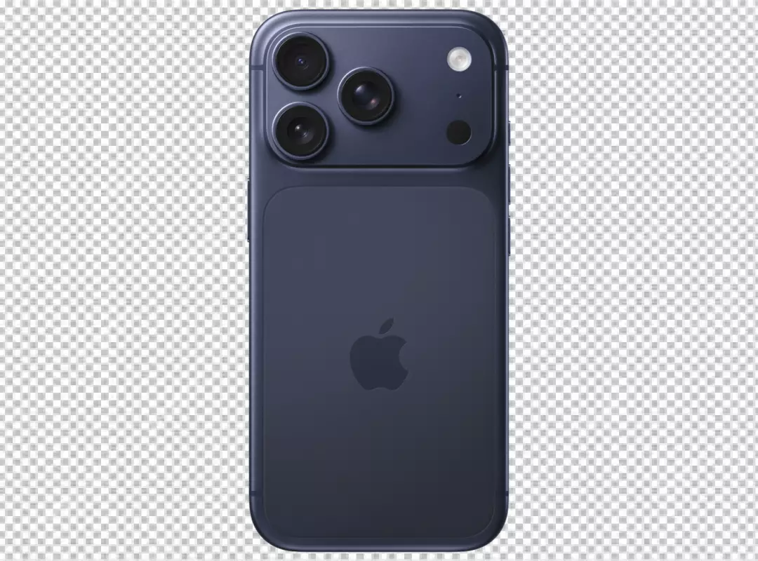 Transparent Back View of a Midnight Blue iPhone Pro Max with Advanced Triple Camera
