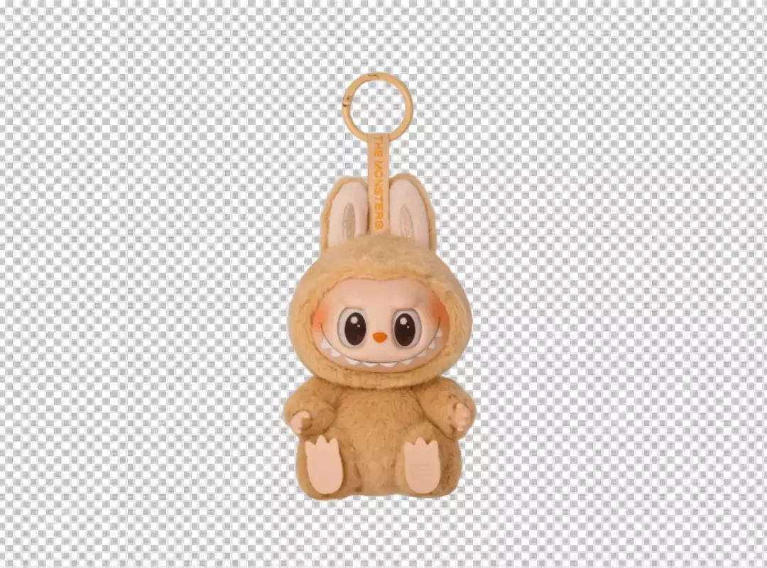 Adorable Fluffy Brown Bunny Monster Collectible Keychain Toy with Toothy Grin