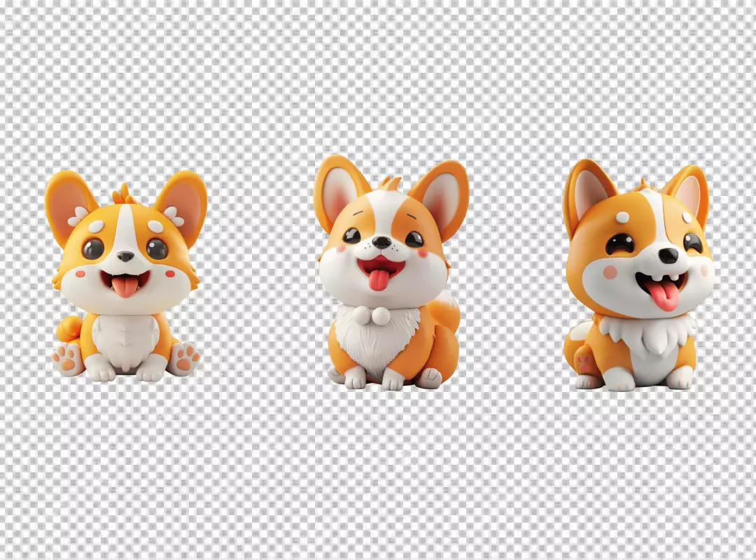 Adorable 3D Cartoon Corgi Dog Character Posing Playfully