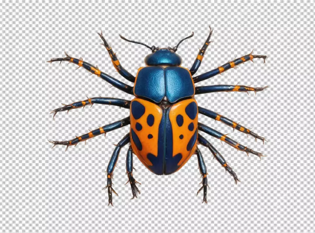Iridescent Blue and Orange Spotted Jewel Beetle Isolated on White for Entomology