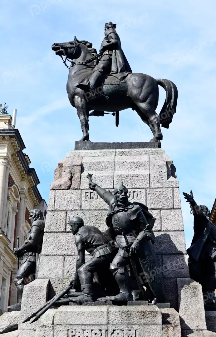Krakow's Grunwald Monument: King Wladyslaw Jagiello Equestrian Statue