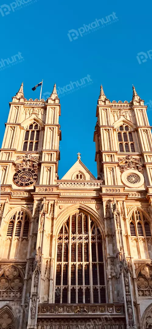 Free Premium Stock Photos Historic Westminster Abbey towers under a clear blue sky
