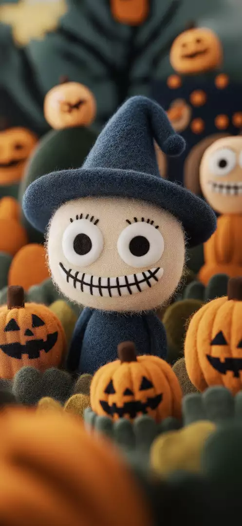 Free Premium Stock Photos Cute Halloween character with pumpkins and spooky decorations