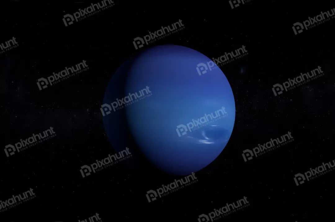 Vibrant Blue Neptune Planet in Deep Space with Distant Stars