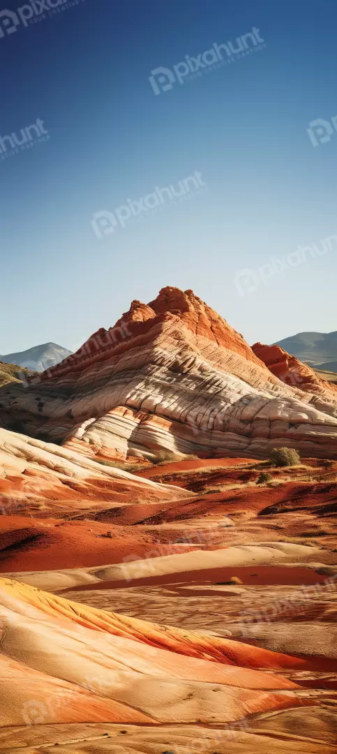 Free Premium Stock Photos Vibrant Sandstone Swirls Against a Clear Blue Sky