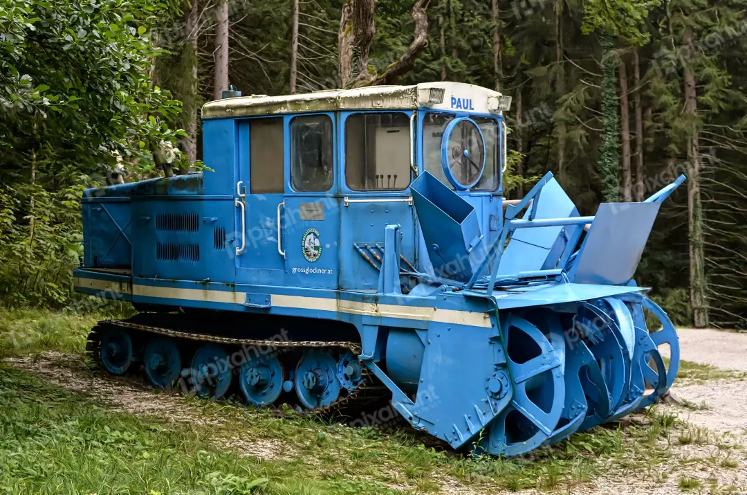 Historic Blue Tracked Snowplow 'Paul' from Grossglockner Alpine Road