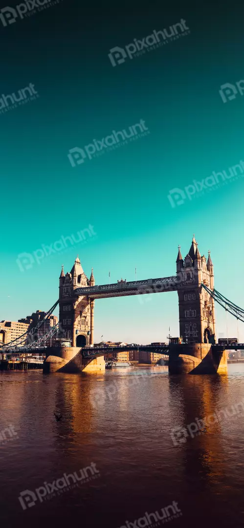 Free Premium Stock Photos Golden Hour Reflection of Tower Bridge London Over River Thames