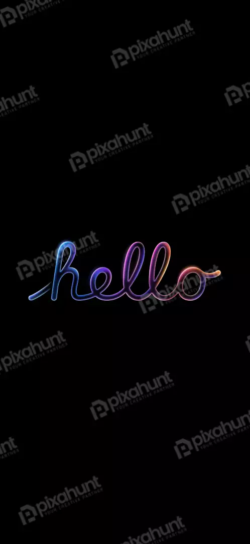 Free Premium Stock Photos Hello neon sign with vibrant gradient colors on black background