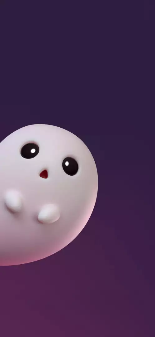 Free Premium Stock Photos Cute 3D Ghost Peeking with Big Eyes on Purple Background