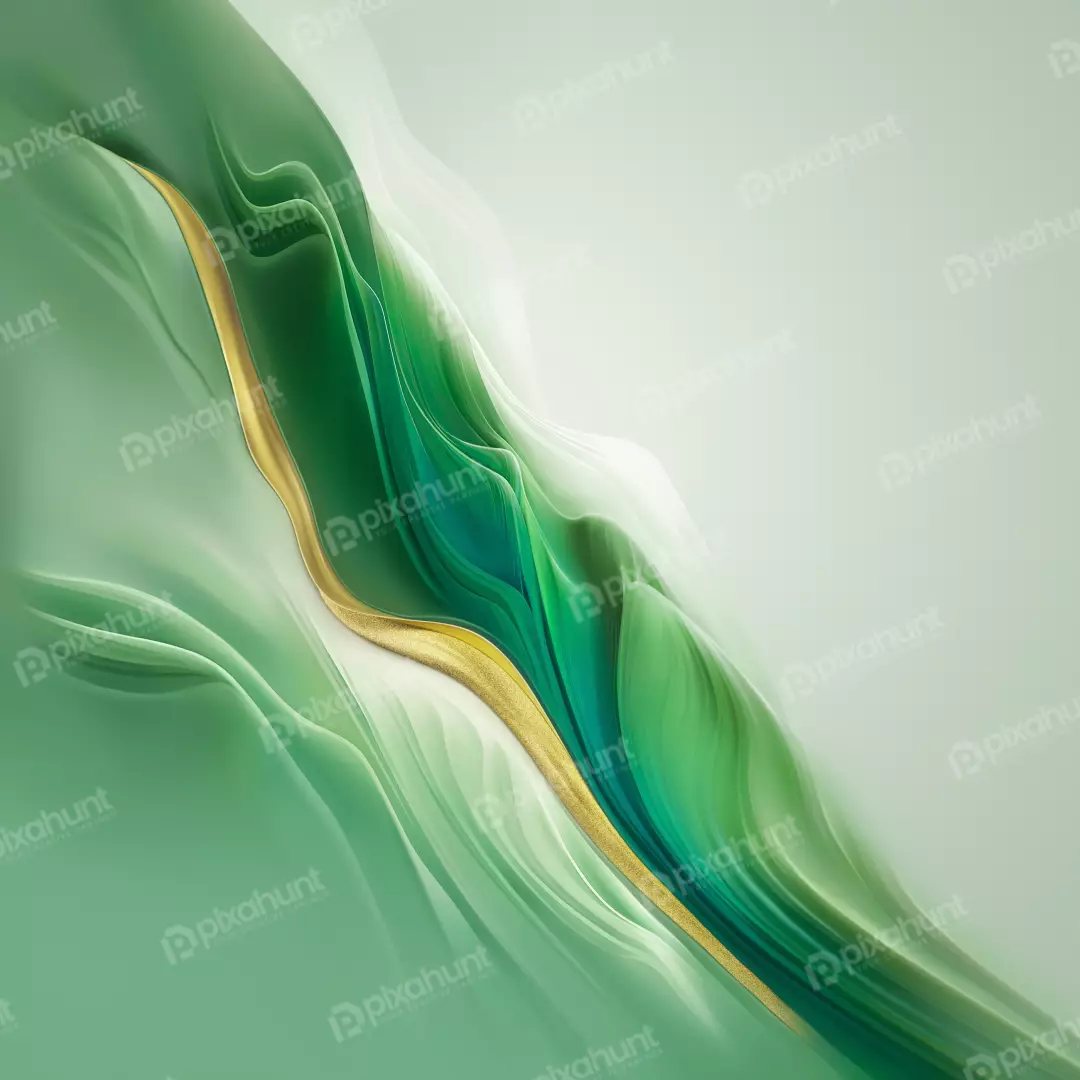 Free Premium Stock Photos Abstract flowing green waves with a golden stripe abstract background