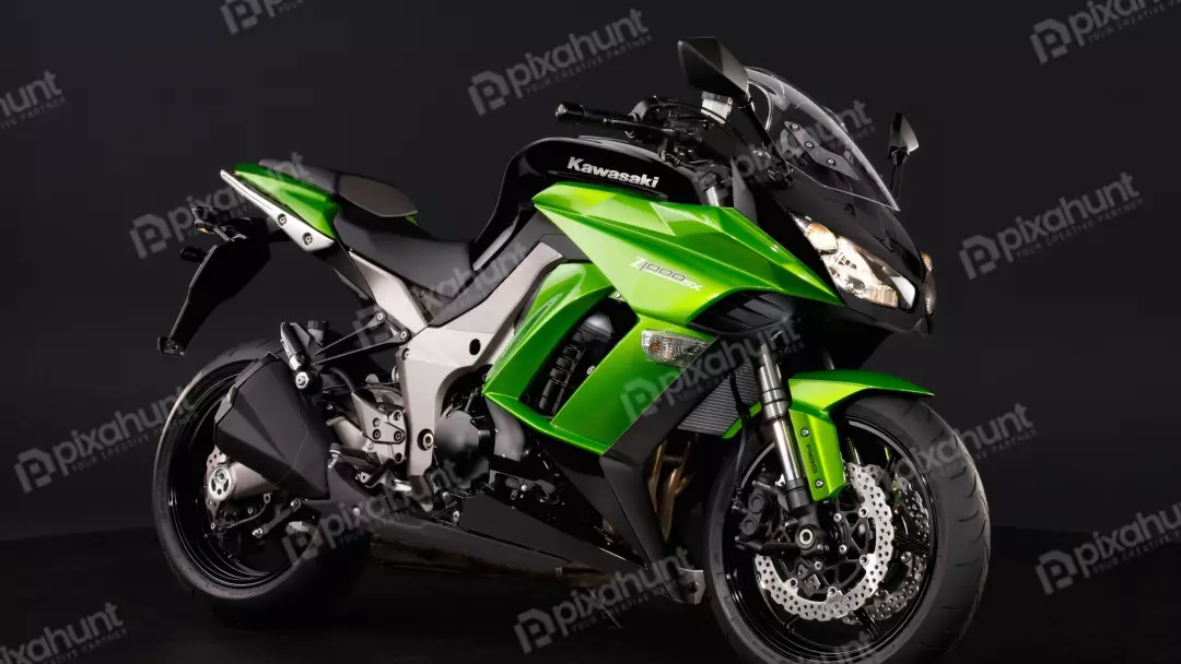 Sleek Kawasaki Z1000SX Sport Touring Motorcycle on Dark Studio Background