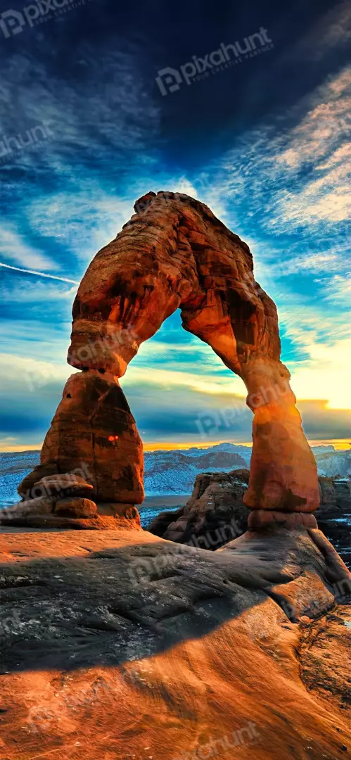 Free Premium Stock Photos Delicate Arch Utah Sunset Natural Rock Formation Majestic Landscape