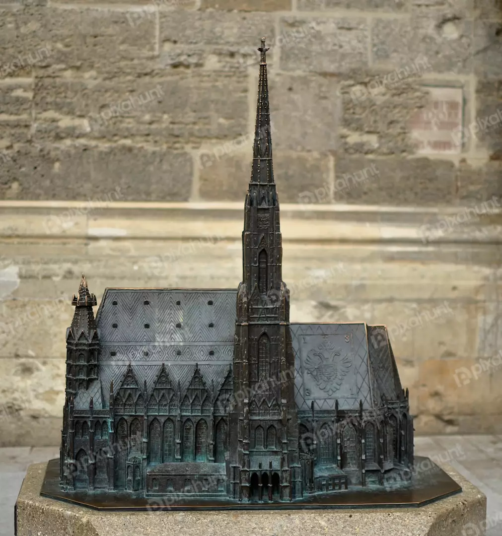 Exquisite Bronze Architectural Model of Vienna's Historic Stephansdom Cathedral