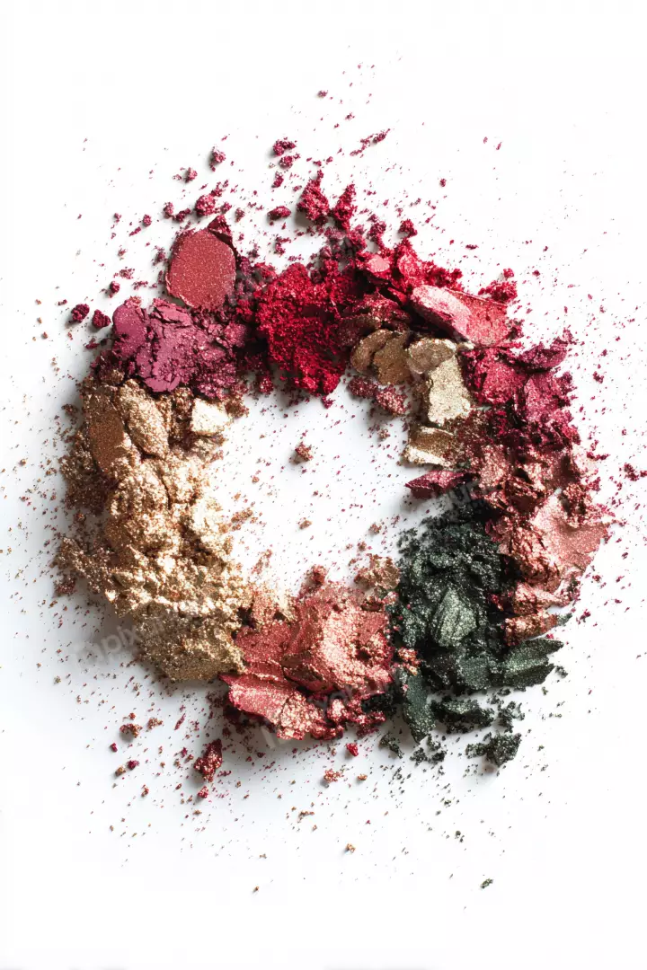 Free Premium Stock Photos Vibrant Crushed Eyeshadow Pigments Forming a Circular Pattern on White Background