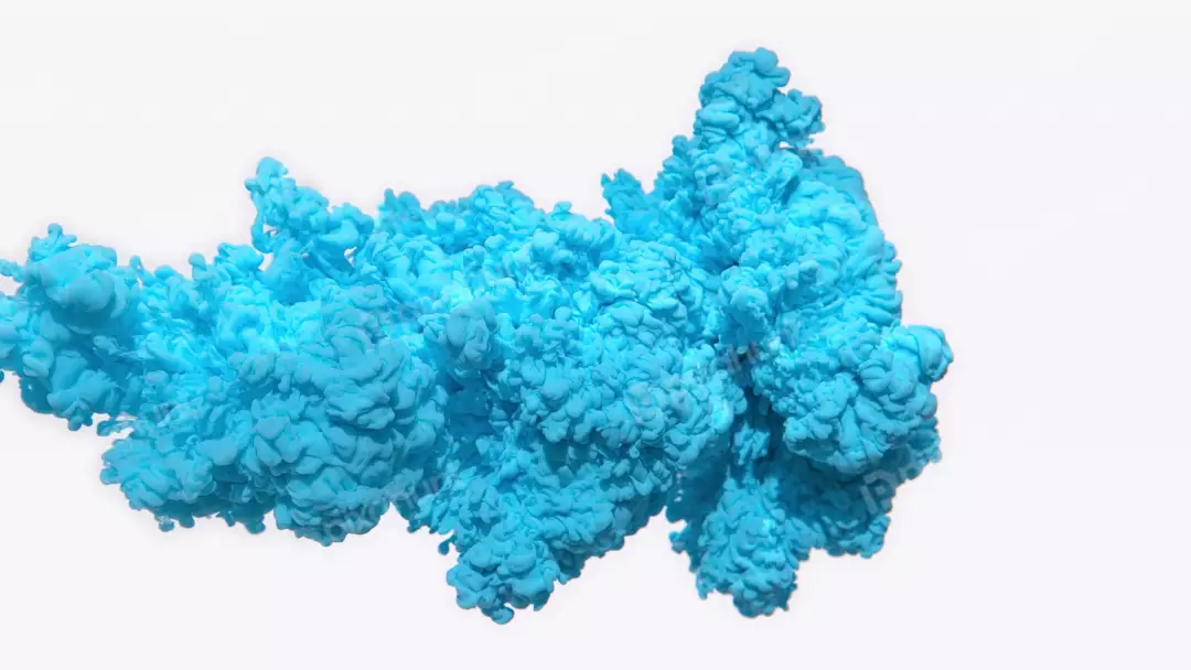 Vibrant Blue Ink Cloud Expanding in Water on Clean White Background