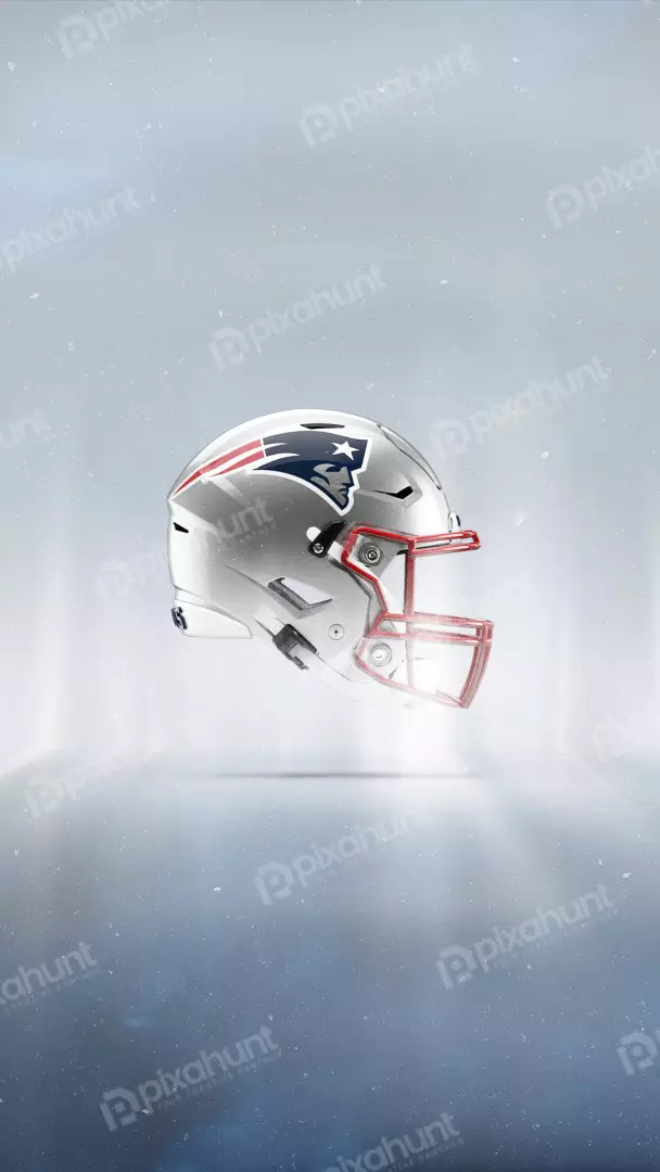 New England Patriots Helmet on a Snowy Background