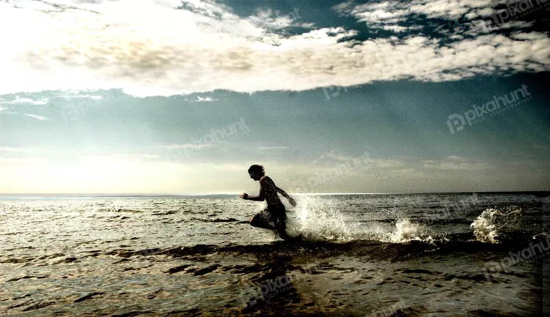 Free Premium Stock Photos Photography People Landscape Sport Running in the river site