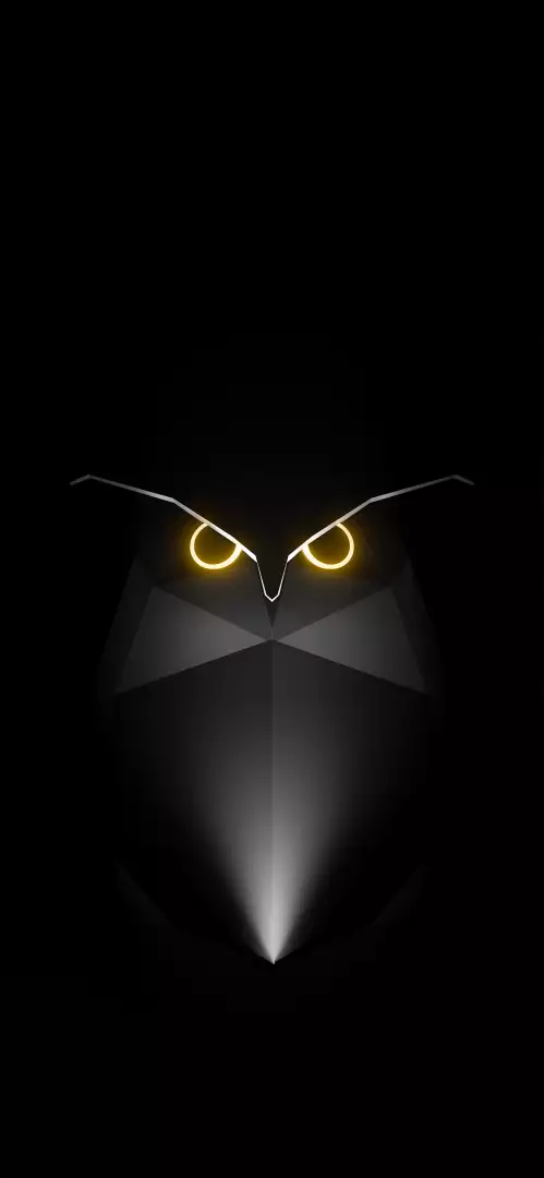 Free Premium Stock Photos Abstract Geometric Owl with Glowing Yellow Eyes on Black Background