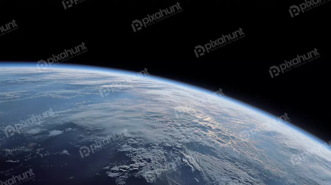 Free Premium Stock Photos Stunning High-Altitude View of Earth's Blue Marble from Orbit with Atmosphere and Clouds