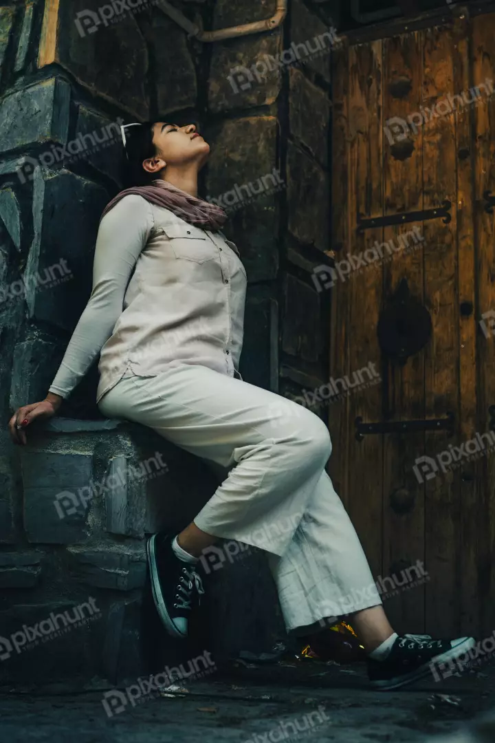 Free Premium Stock Photos Serene Woman Urban Rustic Style