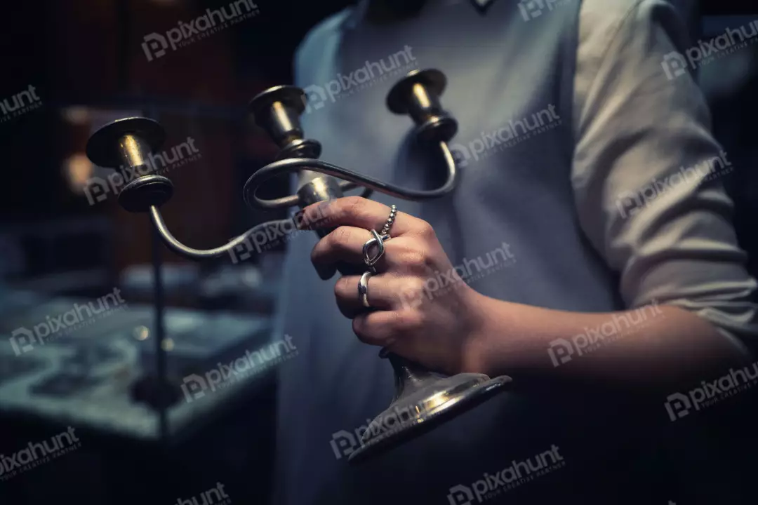 Free Premium Stock Photos Vintage Decor Candelabra Hand Detail