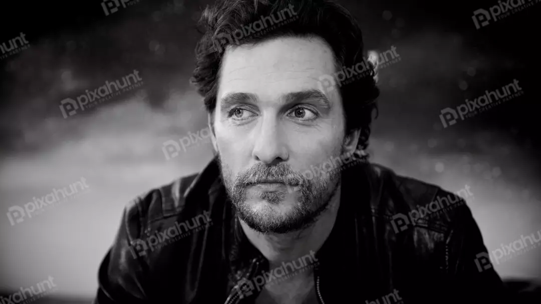 Matthew McConaughey: Black and White Portrait with Thoughtful, Contemplative Expression