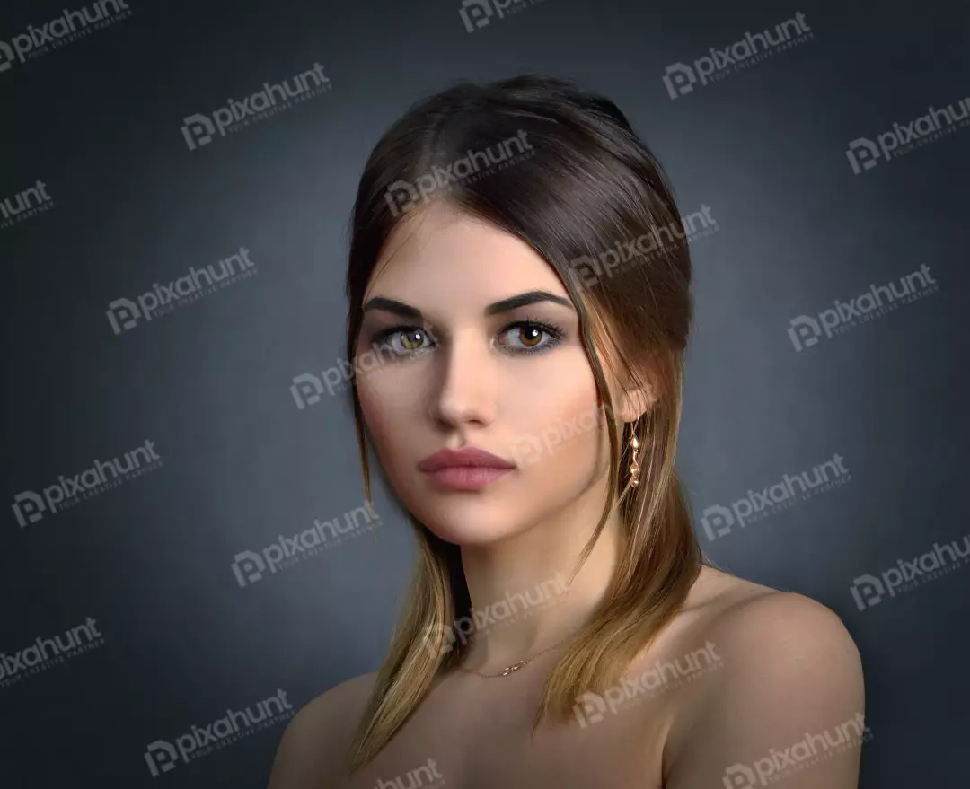 Captivating Portrait of Young Woman with Ombre Hair and Expressive Eyes