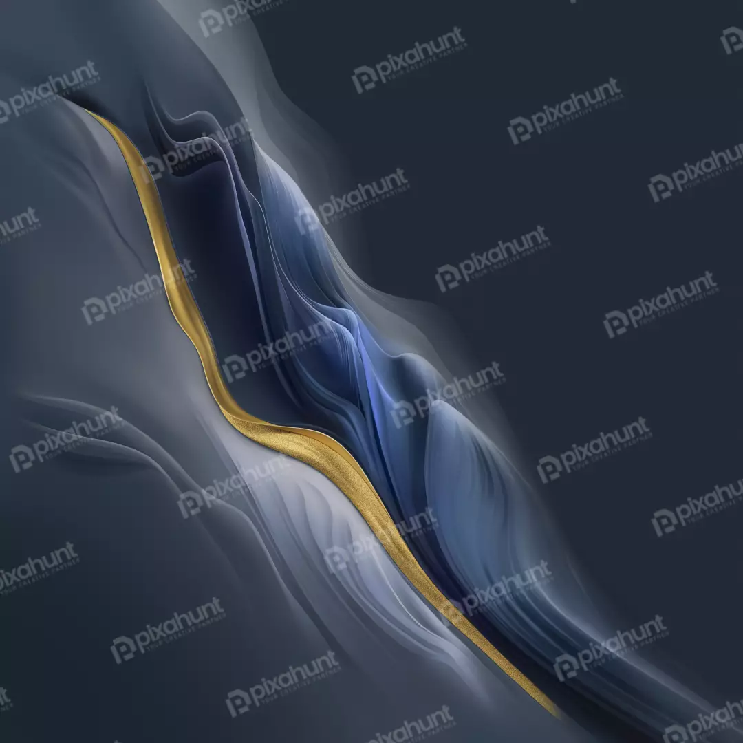 Free Premium Stock Photos Abstract flowing waves of dark blue and grey with a textured gold stripe