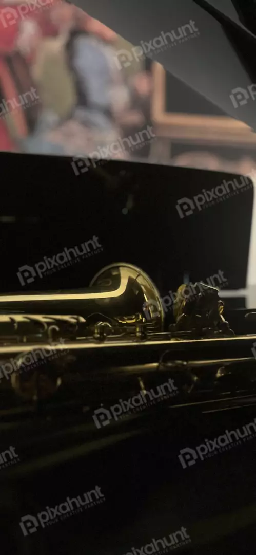 Close-up of a Gleaming Golden Saxophone with Intricate Details and Keys