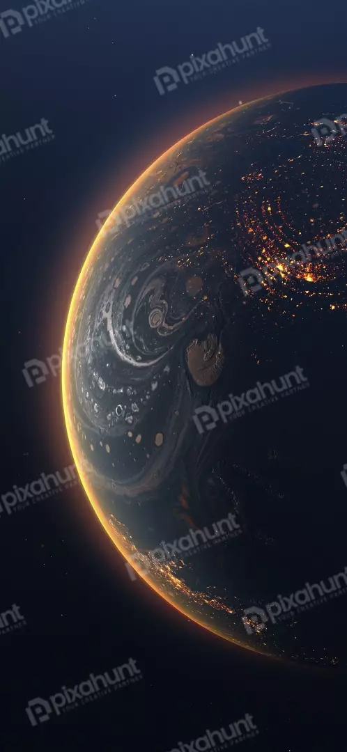 Free Premium Stock Photos View of Earth from space at night showing city lights and atmospheric glow