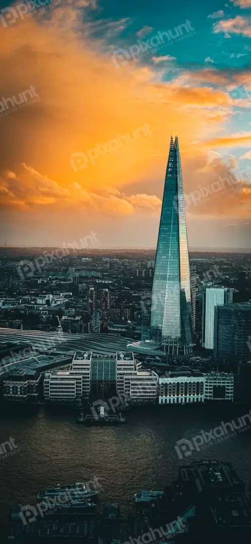 Free Premium Stock Photos Iconic London Skyscraper The Shard at Golden Hour Sunset