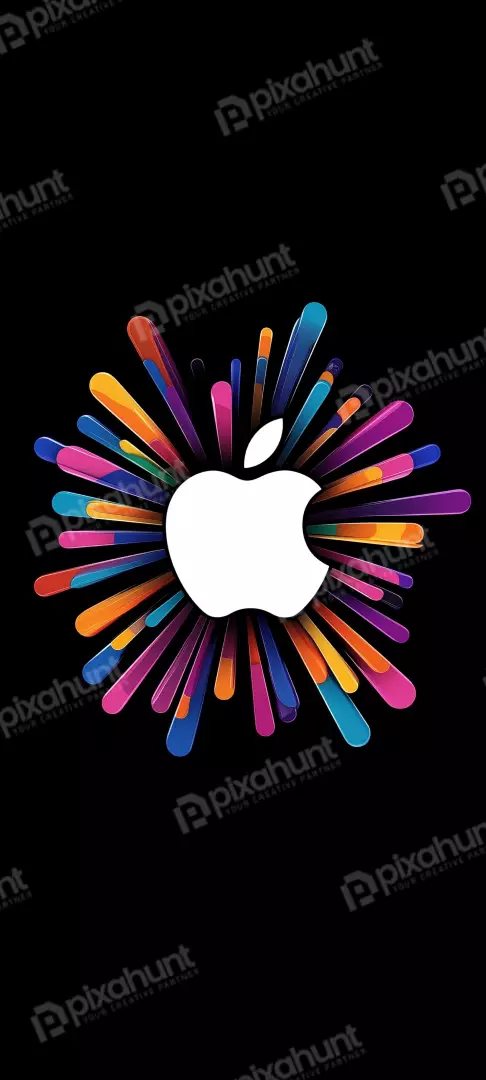 Free Premium Stock Photos Apple Logo Explodes with Colorful Rays on Black Background