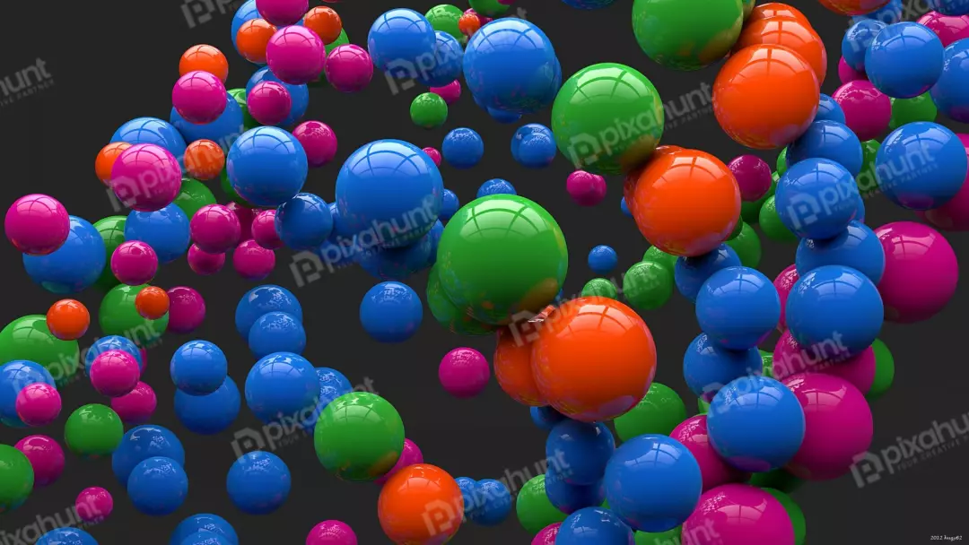 Vibrant 3D Floating Spheres Abstract Background in Colorful Hues