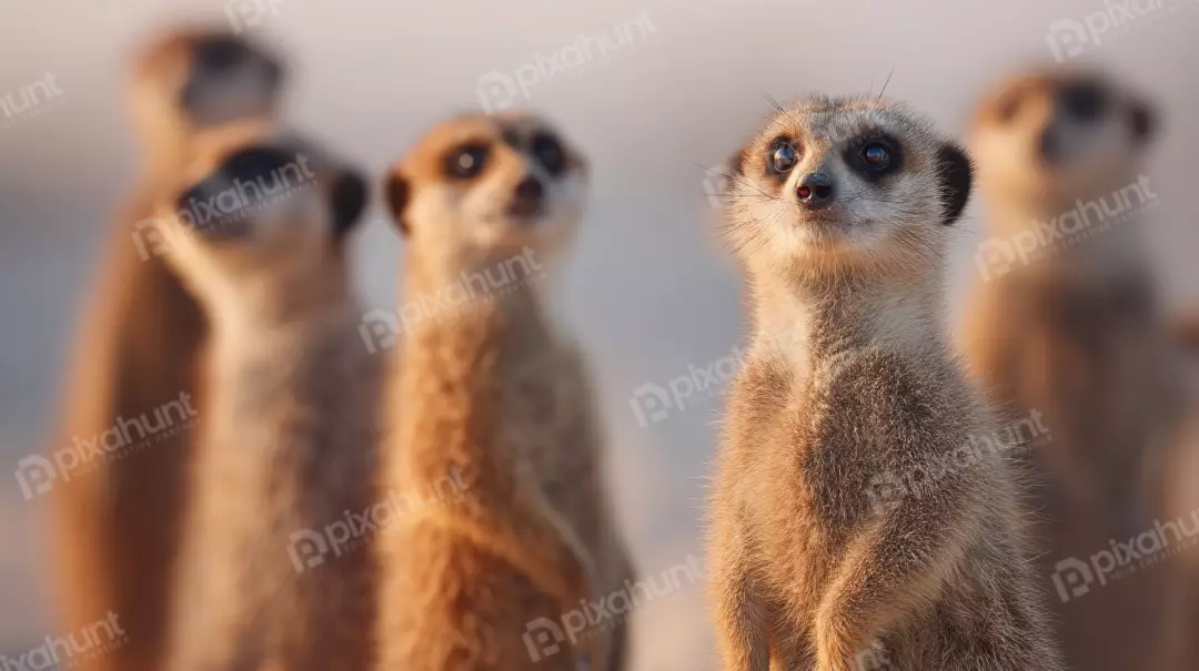 Free Premium Stock Photos Alert Meerkat Sentry Stands Guard Over Its Colony in African Wilderness