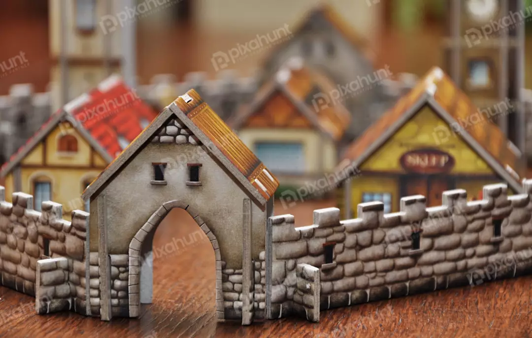 Detailed Miniature Medieval Town Models for Tabletop Games and Dioramas