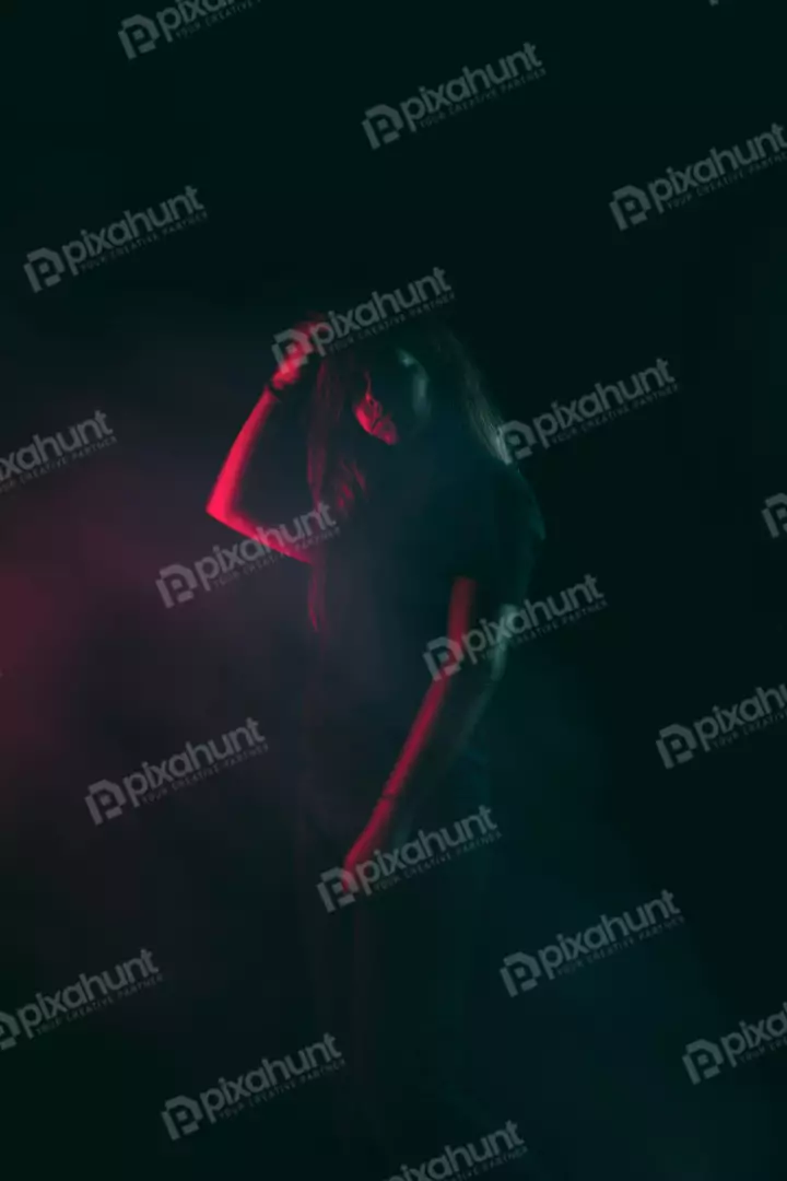 Free Premium Stock Photos Dramatic Portrait with Red and Blue Lighting