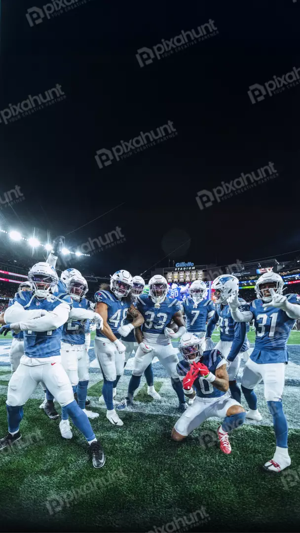 New England Patriots Players Celebrate on Gillette Stadium Field