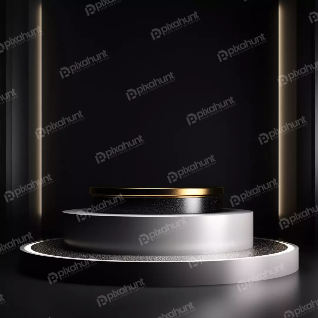 Luxurious Black and Gold Product Display Podium with White Base for Premium Showcase