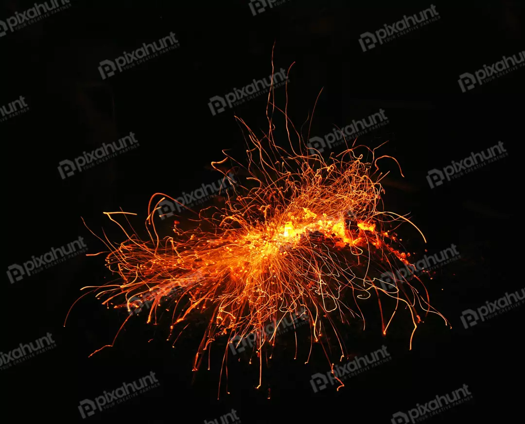 Dynamic Orange and Yellow Light Streaks on Black Background Capturing Energy