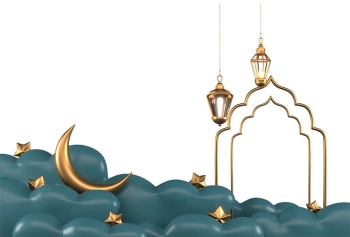 Ramadan Kareem Greeting elements background Islamic with decorative mosque , crescent moon and cloud