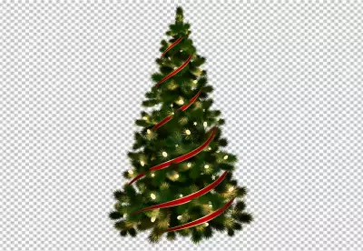 Christmas Tree with Colorful Ornaments Isolated on transparent