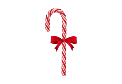 Traditional Christmas candy with bow on transparent background