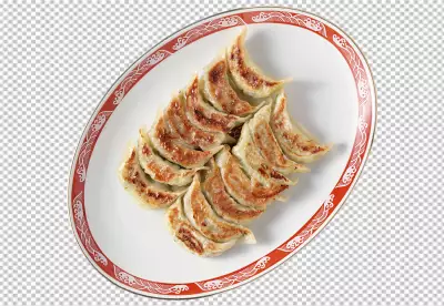 Dumplings with sour cream and herbs on a dark plate Meat dumplings transparent background 