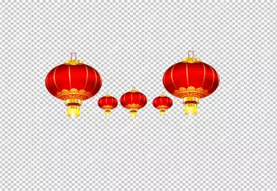 Cute Red Lantern for Happy Chinese New Year transparent background 