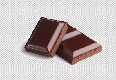 Delicious dark chocolate pieces are isolated on a transparent background PNG