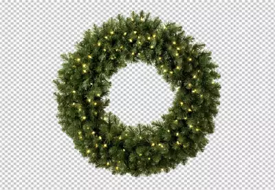 Christmas wreath with gift boxes and snowflakes