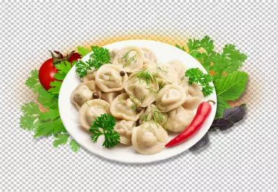 Dumpling Gyoza isolated on transparent background